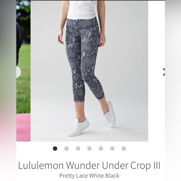 Lululemon Wunder Under Crop III Pretty‎ Lace White Black size 4 - Picture 3 of 10